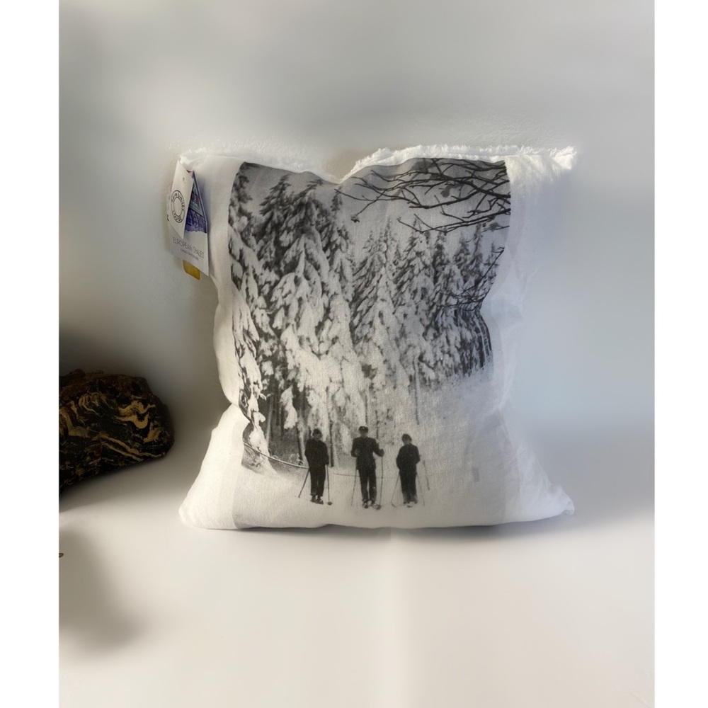 Stone Washed Winter Ski Pillow. Vintage picture.